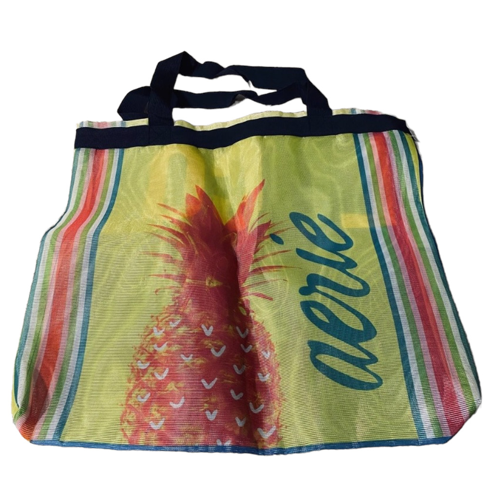 Aerie Blue Yellow Multicolor “Loco in Love” Pineapple Beach Tote Bag Women’s